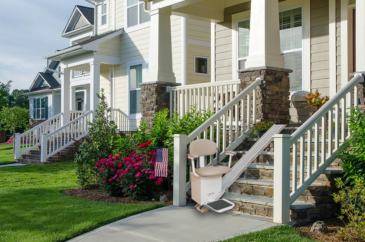 Porch with a stairlift