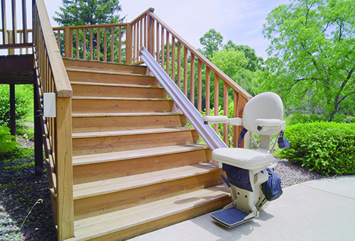 Curved and straight stair lifts are available for outdoor use as well