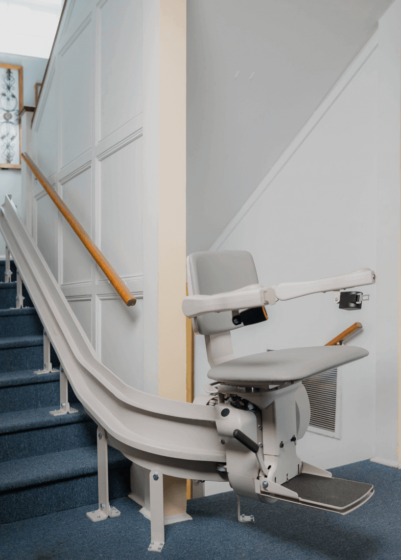 curved stairlift in a home