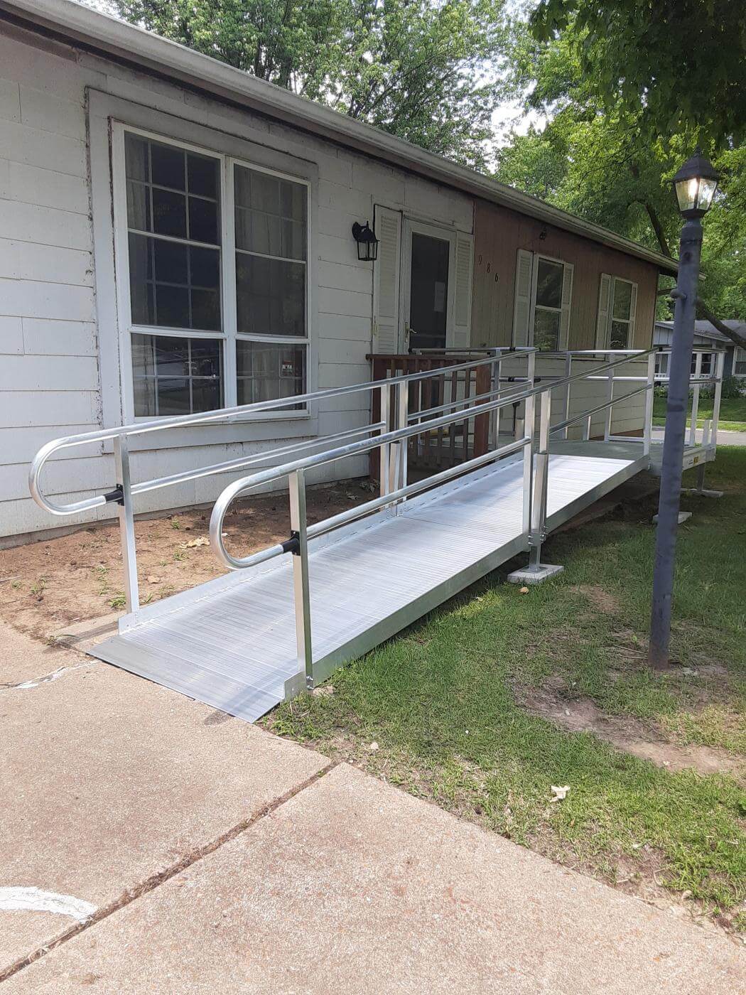 modular wheelchair ramp outside of a home